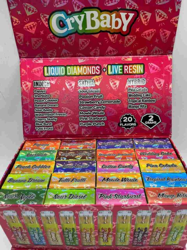 Wholesale Crybaby Liquid Diamond + Live Resin Puff and Trip Vapes- 20 pcs